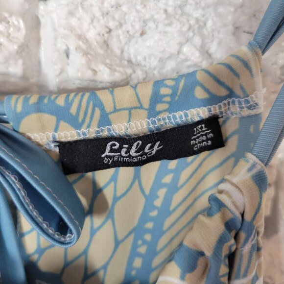 Lily by Firmiana Womens Dress 1XL Plus Maxi Sheath Blue Floral Slip FLO101E - Picture 10 of 11